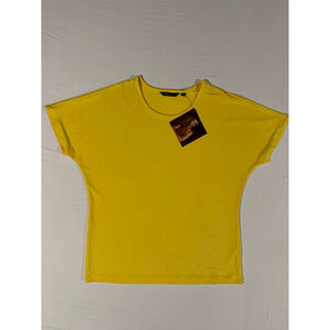 IMAN Global Chic NWT Mustard Yellow Signature Knit Tank Top L Minimalist Summer